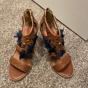 Brown Sandals with Navy Tassels